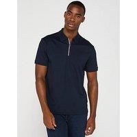 Tommy Hilfiger Interlock Zip Regular Fit Polo Shirt - Navy