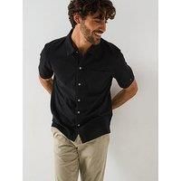 Tommy Hilfiger Regular Fit Pique Short Sleeve Shirt - Black