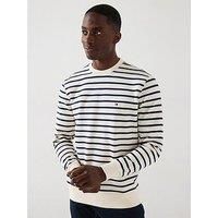 Tommy Hilfiger Essential Terry Stripe Crew Sweater - White