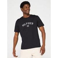 Tommy Hilfiger Flock Arch Logo T-Shirt - Black