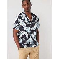Tommy Hilfiger Lightweight Leaf Aop Short Sleeve Shirt - Black