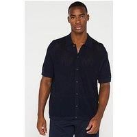 Tommy Hilfiger Structure Open Knit Shirt - Navy
