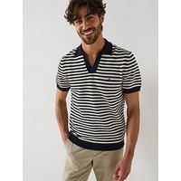 Tommy Hilfiger Knitted Stripe Polo Shirt - Navy