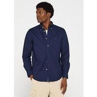 Tommy Hilfiger Men’s Long Sleeve Oxford Shirt, Blue (Preppy Navy/Desert Sky Solid), M