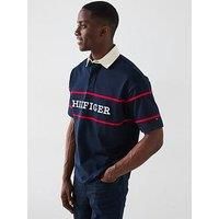 Tommy Hilfiger Americana Colourblock Short Sleeve Rugby Polo Shirt - Navy