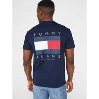 Tommy Jeans Regular Fit Flag Graphic Back Print T-Shirt - Navy