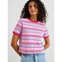 Tommy Jeans Script Stripe T-Shirt - Pink