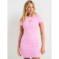 Tommy Jeans Script Mini Ribbed Dress - Pink