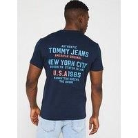 Tommy Jeans Regular Fit Usa Script Back Print T-Shirt - Navy