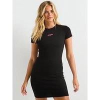Tommy Jeans Ribbed Mini Polo Dress - Black