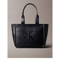 Calvin Klein Women’s Bold Medium Tote Bag with Logo, Black (Black), One Size