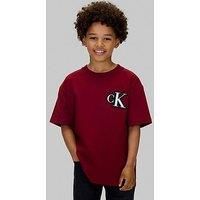 Calvin Klein Jeans Boys Graphic Short Sleeve T-Shirt - Raspberry Chocolate