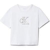 Calvin Klein Jeans Girls Graphic Short Sleeve T-Shirt - White
