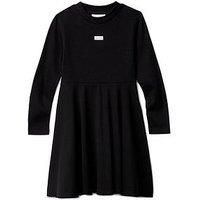 Calvin Klein Jeans Girls Rib Long Sleeve Dress - Black