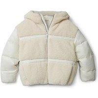 Calvin Klein Jeans Girls Teddy Shiny Padded Jacket - Whitecap Gray - Cream