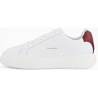 Calvin Klein Chunky Cupsole Laceup Leather Trainers - White