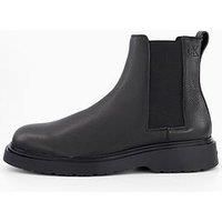 Calvin Klein Essential Combat Leather Chelsea Boot - Black