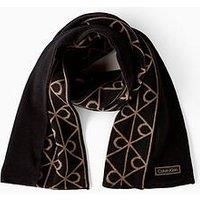 Calvin Klein Embellished Reversible Wool Scarf - Black