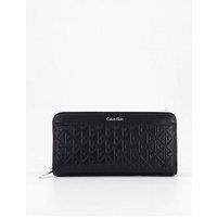 Calvin Klein Ck Pattern Zip Around Purse - Black