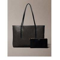 Calvin Klein Large Pouch Monogram Tote Bag - Brown