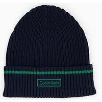 Calvin Klein Patch Rib Cotton Tipping Beanie - Green