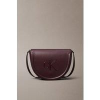 Calvin Klein Women's Raised Ck Saddle Crossbody Fudge in Brown