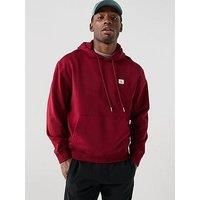 Calvin Klein Jeans Left Chest Woven Badge Overhead Hoodie - Dark Red