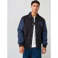 Calvin Klein Jeans Cotton Nylon Varisty Bomber Jacket - Black