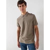 Calvin Klein Refined Classic Tipped Polo Shirt - Light Brown
