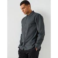 Calvin Klein Long Sleeve Melange Flannel Easy Fit Shirt - Black
