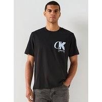 Calvin Klein Ck Overlap Logo Graphic T-Shirt - Black