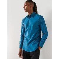 Calvin Klein Long Sleeve Solid Stretch Slim Fit Shirt - Blue