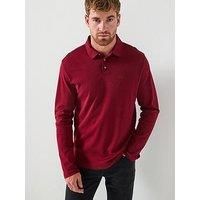 Calvin Klein Long Sleeve Supima Cotton Solid Polo Shirt - Dark Red