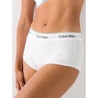 Calvin Klein Women’s Hipster Boy Shorts with Logo Waistband, White (White), M