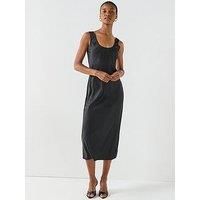 Calvin Klein Satin Slip Midi Dress - Black