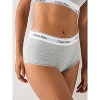 Calvin Klein Women’s Hipster Boy Shorts with Logo Waistband, Grey (Grey Heather), L