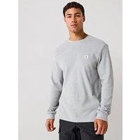 Calvin Klein Jeans Waffle Badge Long Sleeve T-Shirt - Grey