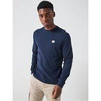 Calvin Klein Jeans Waffle Badge Long Sleeve T-Shirt - Navy