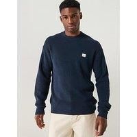Calvin Klein Jeans Cotton Waffle Knitted Jumper - Navy