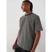 Calvin Klein Striped Ottoman T-Shirt - Black