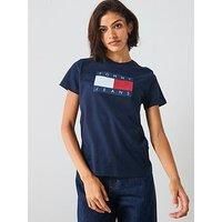 Tommy Jeans Flag Short Sleeve T-Shirt - Blue