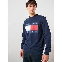 Tommy Jeans Large Flag Crew Sweatshirt - Blue