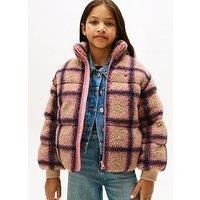 Tommy Hilfiger Girls Check Teddy Bomber - Ivory Silk