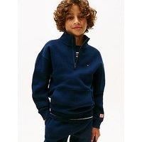 Tommy Hilfiger Boys Texture Half Zip Sweatshirt - Dark Navy