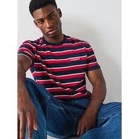 Tommy Jeans Regular Waffle Script Stripe T-Shirt - Navy