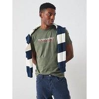Tommy Jeans Men/'s TJM Reg DNA Tee Ext Dm0Dm21978 S/S T-Shirt, Green (Pewter Green), S