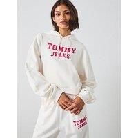 Tommy Jeans Cropped Varsity Hoodie - White