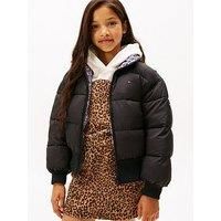 Tommy Hilfiger Girls Reversible Padded Bomber Jacket - Black