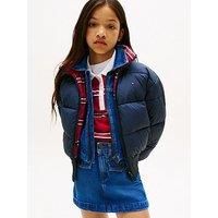 Tommy Hilfiger Girls Reversible Padded Bomber Jacket - Night Navy