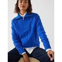 Tommy Hilfiger Wool Cable Half Zip Sweatshirt - Black